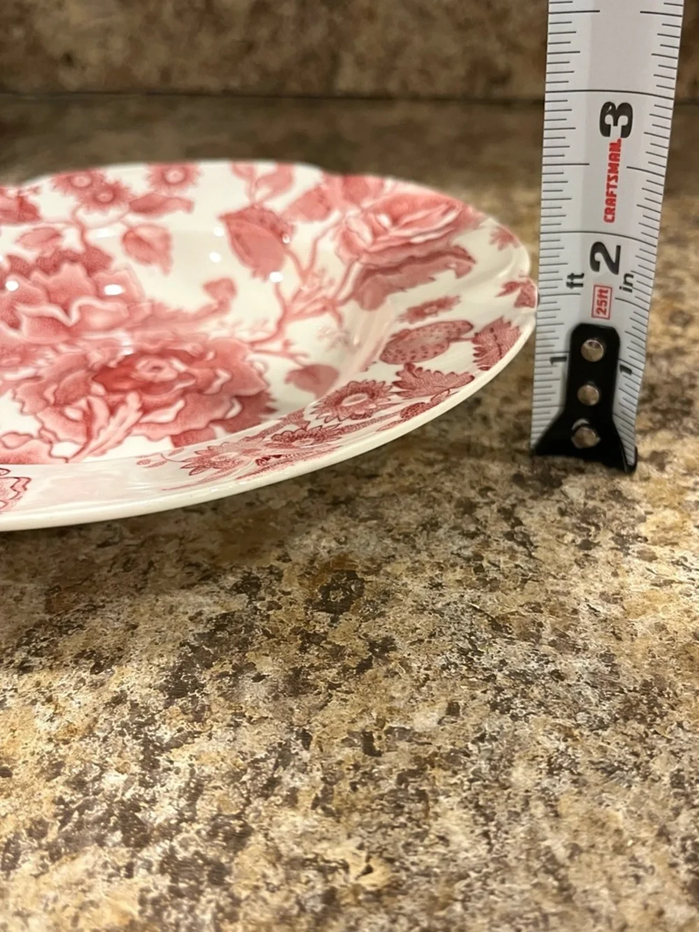Vintage Johnson Brothers English Chippendale Red Floral Shallow Soup Bowls set 4